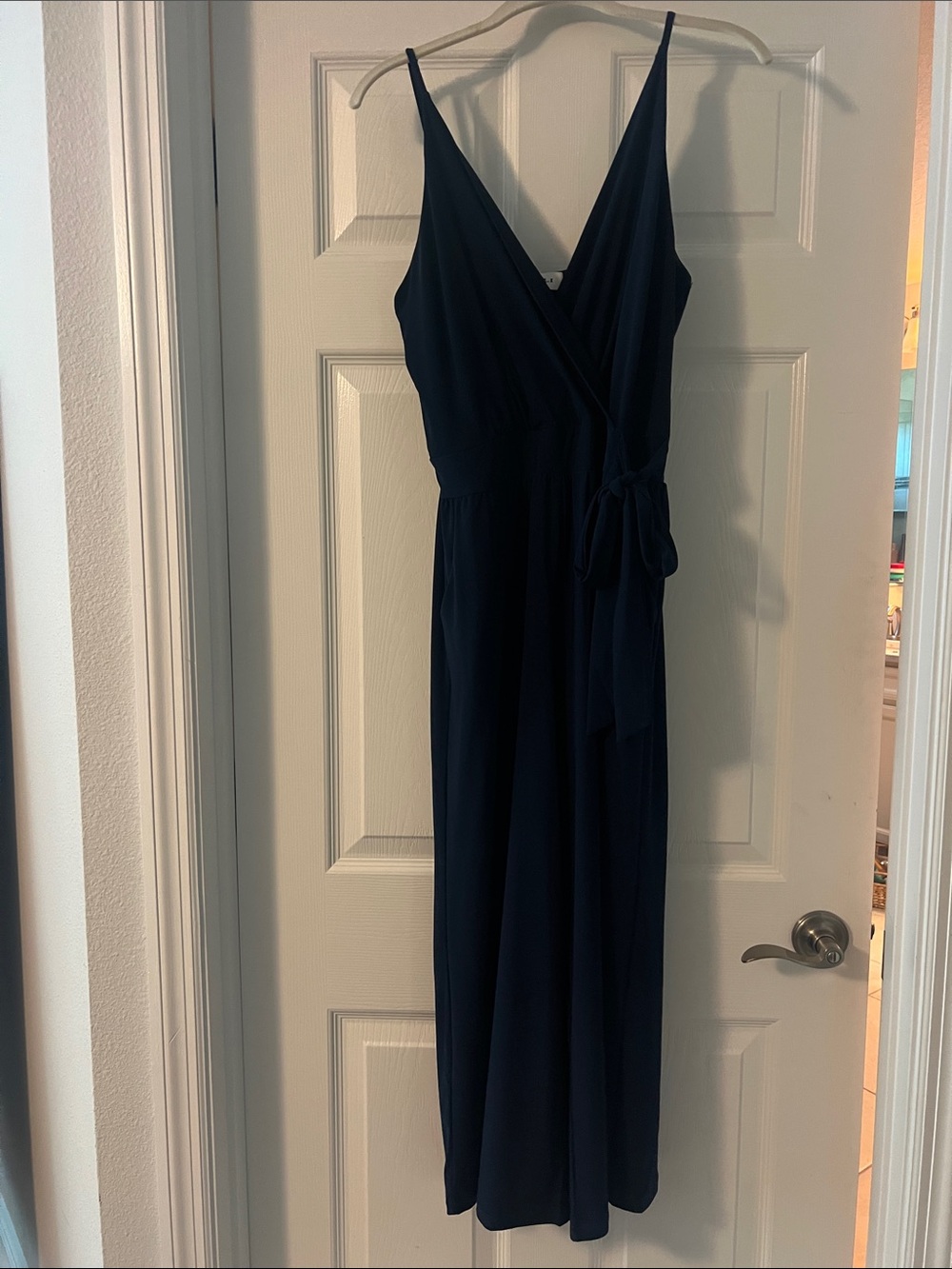 Gilli Navy Wrap Maxi Dress with Tie Waist